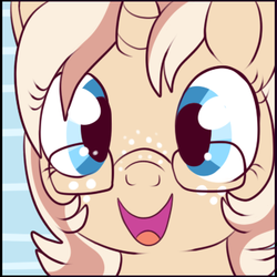 Size: 350x350 | Tagged: safe, artist:lulubell, oc, oc only, oc:lulubell, bust, close-up, cute, freckles, glasses, ocbetes, solo