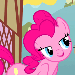 Size: 509x509 | Tagged: safe, screencap, pinkie pie, earth pony, pony, a friend in deed, g4, animated, female, lidded eyes, out of context