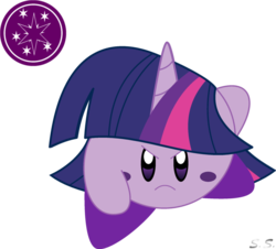 Size: 1094x990 | Tagged: safe, artist:silver-soldier, twilight sparkle, puffball, g4, blob, crossover, female, kirby, kirby (series), kirby twilight, kirbyfied, simple background, slashy intensifies, solo, species swap, transparent background, vector