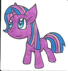Size: 491x518 | Tagged: safe, artist:cmara, oc, oc only, oc:midnight, magical lesbian spawn, offspring, parent:trixie, parent:twilight sparkle, parents:twixie, solo, traditional art