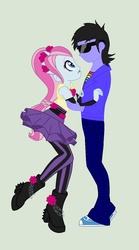 Size: 666x1199 | Tagged: safe, artist:obeliskgirljohanny, violet blurr, oc, oc:x, equestria girls, g4, background human, canon x oc, female, male, shipping, straight