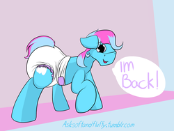 Size: 2957x2224 | Tagged: safe, artist:softandfluffy, oc, oc only, oc:softandfluffy, adult foal, diaper, high res, non-baby in diaper, poofy diaper, solo