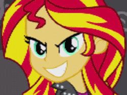 Size: 320x239 | Tagged: safe, artist:toonalexsora007, screencap, sunset shimmer, twilight sparkle, equestria girls, g4, animated, broom, evil smile, fade, female, live action, nintendo 64, you must be new here