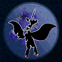 Size: 800x800 | Tagged: safe, artist:equum_amici, artist:xwreathofroses, nightmare moon, g4, animated, cinemagraph, ethereal mane, female, logo, silhouette, solo