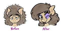 Size: 1280x640 | Tagged: safe, artist:stunnerpone, oc, oc only, oc:cinnamon buns, anthro, before and after, femboy, makeup, male, trap