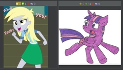 Size: 1024x582 | Tagged: safe, derpy hooves, twilight sparkle, derpibooru, equestria girls, g4, my little pony equestria girls: rainbow rocks, comments, downvote, exploitable meme, juxtaposition, juxtaposition win, meme, meta, twilight sparkle (alicorn), upvote