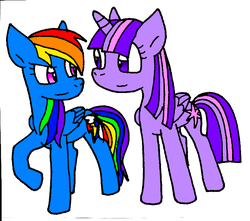 Size: 778x689 | Tagged: safe, artist:cmara, rainbow dash, twilight sparkle, alicorn, pony, g4, female, mare, paint tool sai, twilight sparkle (alicorn)