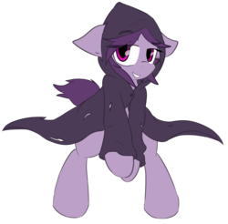 Size: 1645x1621 | Tagged: safe, artist:candel, oc, oc only, oc:mortia, pony, bedroom eyes, cloak, clothes, grim reaper, looking at you, simple background, smiling, solo, transparent background