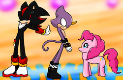Size: 2010x1314 | Tagged: safe, artist:soul-yagami64, pinkie pie, g4, commission, crossover, espio the chameleon, male, shadow the hedgehog, sonic the hedgehog, sonic the hedgehog (series)