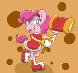 Size: 1024x958 | Tagged: safe, artist:dog22322, pinkie pie, anthro, plantigrade anthro, g4, amy rose, barely pony related, crossover, fusion, sonic the hedgehog (series), sonicified