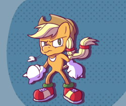 Size: 1024x864 | Tagged: safe, artist:dog22322, applejack, anthro, plantigrade anthro, g4, applejack (male), barely pony related, crossover, fusion, knuckles the echidna, male, rule 63, sonic the hedgehog (series), sonicified