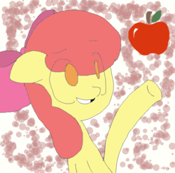 Size: 792x781 | Tagged: safe, artist:blaappy, apple bloom, earth pony, pony, g4, apple, female, filly, foal, food, solo