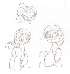 Size: 2111x2218 | Tagged: safe, artist:seenty, babs seed, earth pony, insect, pony, g4, angry, blushing, butt, cross-popping veins, dock, female, filly, high res, monochrome, pencil drawing, plot, sketch, sketch dump, solo, surprised, traditional art, wide eyes