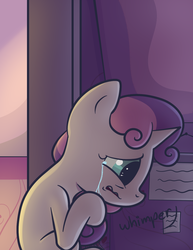 Size: 1005x1300 | Tagged: safe, artist:spikedmauler, sweetie belle, pony, unicorn, g4, anxiety, crying, fear, female, go ask sweetie belle, scared, solo, whimpering