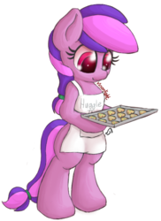 Size: 403x553 | Tagged: safe, artist:elppa, oc, oc only, oc:moonlight blossom, pony, apron, baking, bipedal, clothes, simple background, solo, transparent background