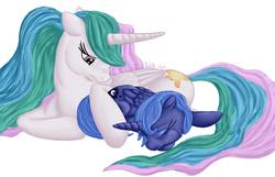 Size: 900x581 | Tagged: safe, artist:undefined-shadow, princess celestia, princess luna, g4, crying, filly, woona