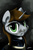 Size: 1000x1500 | Tagged: safe, artist:gasmaskfox, oc, oc only, oc:littlepip, pony, unicorn, fallout equestria, abstract background, bust, clothes, fanfic, fanfic art, female, green eyes, horn, jumpsuit, looking at you, mare, solo, vault suit