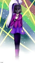 Size: 1945x3497 | Tagged: safe, artist:midfire, coloratura, human, g4, boots, clothes, countess coloratura, female, humanized, leggings, pantyhose, ponytail, skirt, solo, veil