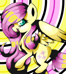 Size: 800x900 | Tagged: safe, artist:prettylittlepone, fluttershy, g4, abstract background, female, looking at you, solo, spread wings