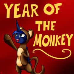 Size: 1700x1700 | Tagged: safe, artist:novaspark, princess luna, monkey, pony, g4, chinese new year, clothes, costume, female, solo, year of the monkey