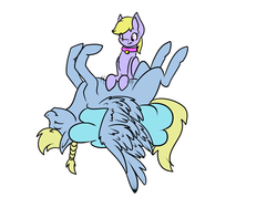 Size: 1600x1200 | Tagged: safe, artist:rimmi1357, oc, oc only, oc:star lite, oc:windswept skies, pegasus, pony, bell, bell collar, bellyrubs, braid, cloud, collar, duo, male, on back, simple background, stallion, upside down, white background