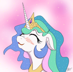 Size: 932x916 | Tagged: safe, artist:bgf, princess celestia, g4, bliss, blushing, cute, cutelestia, eyes closed, female, happy, solo