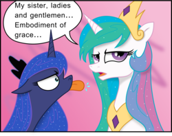 Size: 3254x2578 | Tagged: safe, artist:andy price, artist:doctor-derpy, princess celestia, princess luna, alicorn, pony, g4, :p, celestia is not amused, cute, duo, female, floppy ears, frown, glare, high res, majestic as fuck, mare, open mouth, raspberry, sarcasm, sisters, tongue out, unamused, wide eyes
