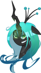 Size: 650x1154 | Tagged: safe, artist:mr4500k, queen chrysalis, changeling, changeling queen, g4, crown, female, grin, jewelry, regalia, simple background, solo, transparent background