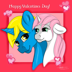 Size: 1000x1000 | Tagged: safe, artist:littlewolfstudios, oc, oc only, pony, unicorn, commission, couple, cute, valentine