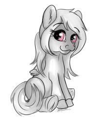 Size: 1000x1159 | Tagged: safe, artist:littlewolfstudios, oc, oc only, oc:mocca, earth pony, pony, cutie, grey and white, sitting, solo