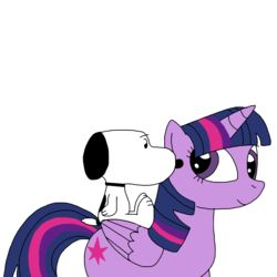 Size: 2900x2900 | Tagged: safe, artist:ultra-shounen-kai-z, twilight sparkle, alicorn, pony, g4, crossover, female, high res, mare, peanuts, riding, snoopy, twilight sparkle (alicorn)