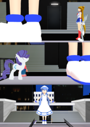 Size: 933x1314 | Tagged: safe, artist:ultra-shounen-kai-z, rarity, gem (race), human, hybrid, pony, rabbit, unicorn, g4, 3d, animal, bugs bunny, crossover, female, giantess, ika musume, looking up, looney tunes, macro, male, mare, mmd, sailor moon (series), squid girl, steven quartz universe, steven universe, tsukino usagi