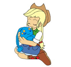 Size: 367x346 | Tagged: safe, artist:hhttbb, artist:ultra-shounen-kai-z, applejack, manaphy, equestria girls, g4, crossover, pokémon, trace