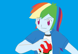 Size: 629x443 | Tagged: safe, artist:dino-kbases, artist:ultra-shounen-kai-z, rainbow dash, equestria girls, g4, crossover, female, poké ball, pokémon, solo, trace