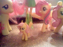 Size: 640x480 | Tagged: safe, fluttershy, equestria girls, g4, brushable, figure, figurine, irl, multeity, photo, so much flutter, tiny ponies, toy