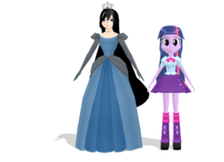 Size: 607x440 | Tagged: safe, artist:ultra-shounen-kai-z, twilight sparkle, oc, oc:queen kerry adarvez, human, equestria girls, g4, 3d, mmd, non-mlp oc