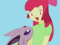 Size: 640x480 | Tagged: safe, artist:sirena93, artist:ultra-shounen-kai-z, apple bloom, espeon, equestria girls, g4, crossover, pokémon