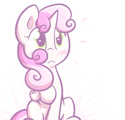 Size: 1280x1234 | Tagged: safe, artist:spikedmauler, sweetie belle, pony, unicorn, g4, blushing, female, go ask sweetie belle, sitting, solo, surprised