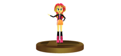 Size: 940x440 | Tagged: safe, artist:ultra-shounen-kai-z, sunset shimmer, equestria girls, g4, 3d, crossover, mmd, simple background, super smash bros., super smash bros. brawl, transparent background, trophy