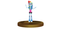 Size: 940x440 | Tagged: safe, artist:ultra-shounen-kai-z, rainbow dash, equestria girls, g4, 3d, crossover, mmd, simple background, super smash bros., super smash bros. brawl, transparent background, trophy