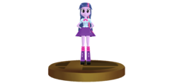 Size: 940x440 | Tagged: safe, artist:ultra-shounen-kai-z, twilight sparkle, equestria girls, g4, 3d, crossover, mmd, simple background, super smash bros., super smash bros. brawl, transparent background, trophy