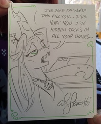 Size: 837x1024 | Tagged: safe, artist:andypriceart, queen chrysalis, g4, khan noonien singh, monochrome, parody, pure unfiltered evil, reference, star trek, star trek ii: the wrath of khan, traditional art
