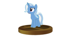 Size: 940x440 | Tagged: safe, artist:ultra-shounen-kai-z, trixie, pony, unicorn, g4, 3d, crossover, female, mare, mmd, simple background, solo, super smash bros., super smash bros. brawl, transparent background, trophy