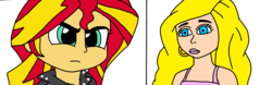 Size: 4402x1367 | Tagged: safe, artist:ultra-shounen-kai-z, sunset shimmer, equestria girls, g4, barbie, crossover