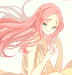 Size: 460x480 | Tagged: safe, artist:leab-lb, fluttershy, human, g4, female, humanized, pixiv, solo
