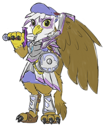 Size: 700x841 | Tagged: safe, artist:brownie-bytes, gilda, griffon, anthro, g4, clothes, crossover, female, final fantasy, solo