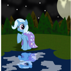 Size: 3000x3000 | Tagged: safe, artist:toonfreak, trixie, pony, unicorn, g4, female, mare, moon, night, solo, water