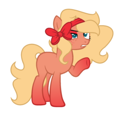 Size: 1024x930 | Tagged: safe, artist:sweetkorruption, oc, oc only, oc:rose thorn, blank flank, glare, headband, pointing, raised hoof, simple background, solo, transparent background