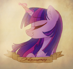Size: 2610x2500 | Tagged: safe, artist:magnaluna, twilight sparkle, pony, bust, ear fluff, eyes closed, female, jewelry, necklace, portrait, profile, smiling, solo