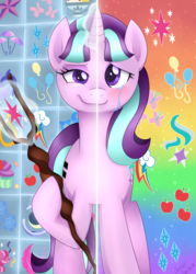 Size: 1024x1430 | Tagged: safe, artist:scarlet-spectrum, starlight glimmer, pony, unicorn, two sided posters, g4, the cutie map, applejack's cutie mark, crying, cutie mark, cutie mark vault, female, fluttershy's cutie mark, mare, pinkie pie's cutie mark, rainbow dash's cutie mark, rarity's cutie mark, redemption, reformed, s5 starlight, sadlight glimmer, smug, smuglight glimmer, solo, staff, staff of sameness, twilight sparkle's cutie mark, two sides